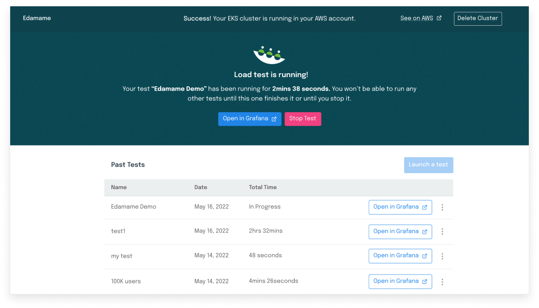 Image of Edamame's react graphical user interface